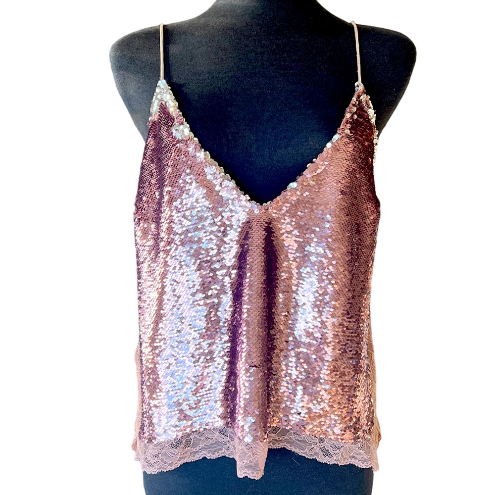 INTIMATELY FREE PEOPLE Sequence Pink Chemise Strap Tank Size Medium